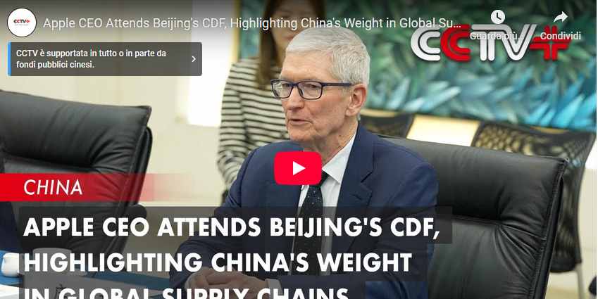 Il CEO di Apple, Tim Cook, al China Development Forum (CDF) di Pechino