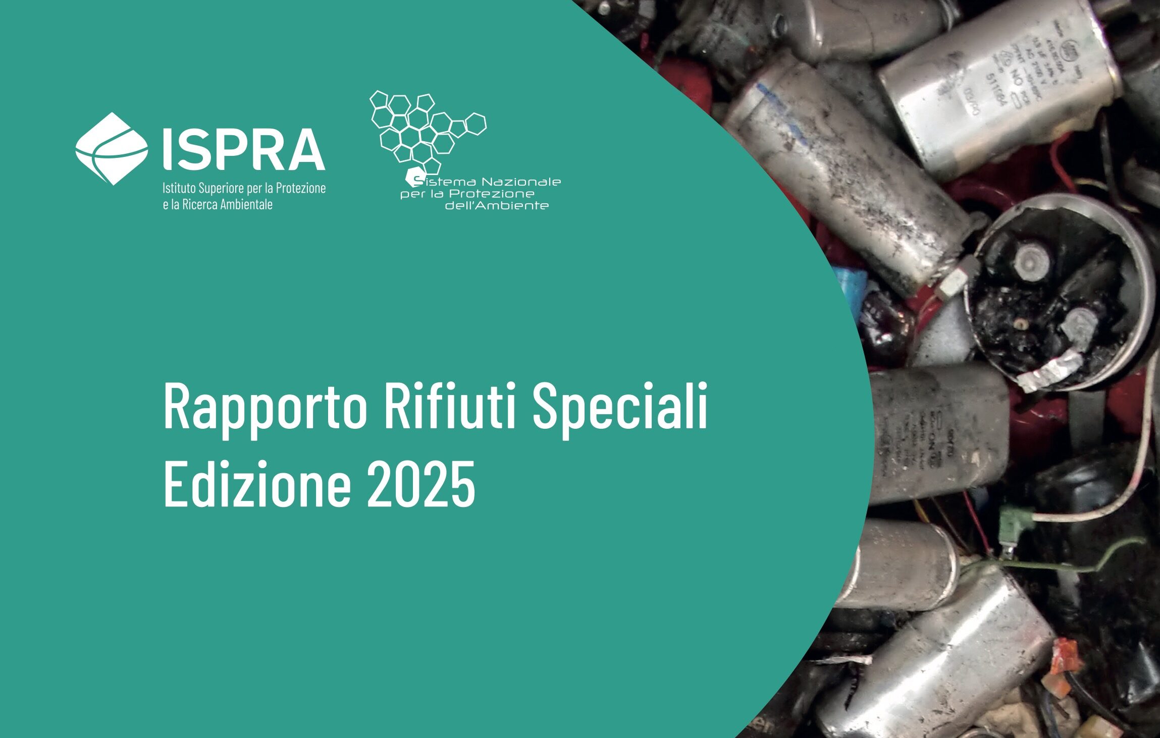 Copertina del Rapporto Rifiuti Speciali 2025 pubblicato da ISPRAGrafico sulla produzione dei rifiuti speciali in Italia nel Rapporto Rifiuti Speciali 2025Dati sulla gestione e sul recupero dei rifiuti speciali nel Rapporto Rifiuti Speciali 2025Distribuzione geografica della produzione di rifiuti speciali in Italia secondo il Rapporto Rifiuti Speciali 2025Settori produttivi analizzati nel Rapporto Rifiuti Speciali 2025 di ISPRAInfografica con i principali risultati del Rapporto Rifiuti Speciali 2025Impianti di trattamento e discariche descritti nel Rapporto Rifiuti Speciali 2025Trend del recupero di materia nei rifiuti speciali illustrato nel Rapporto Rifiuti Speciali 2025Importazione ed esportazione di rifiuti speciali italiani nel Rapporto Rifiuti Speciali 2025Logo ISPRA accanto alla copertina del Rapporto Rifiuti Speciali 2025
