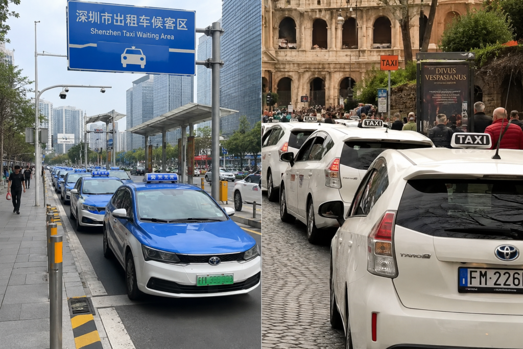 Taxi: perché a Shenzhen arrivano in pochi minuti e a Roma restano un problema