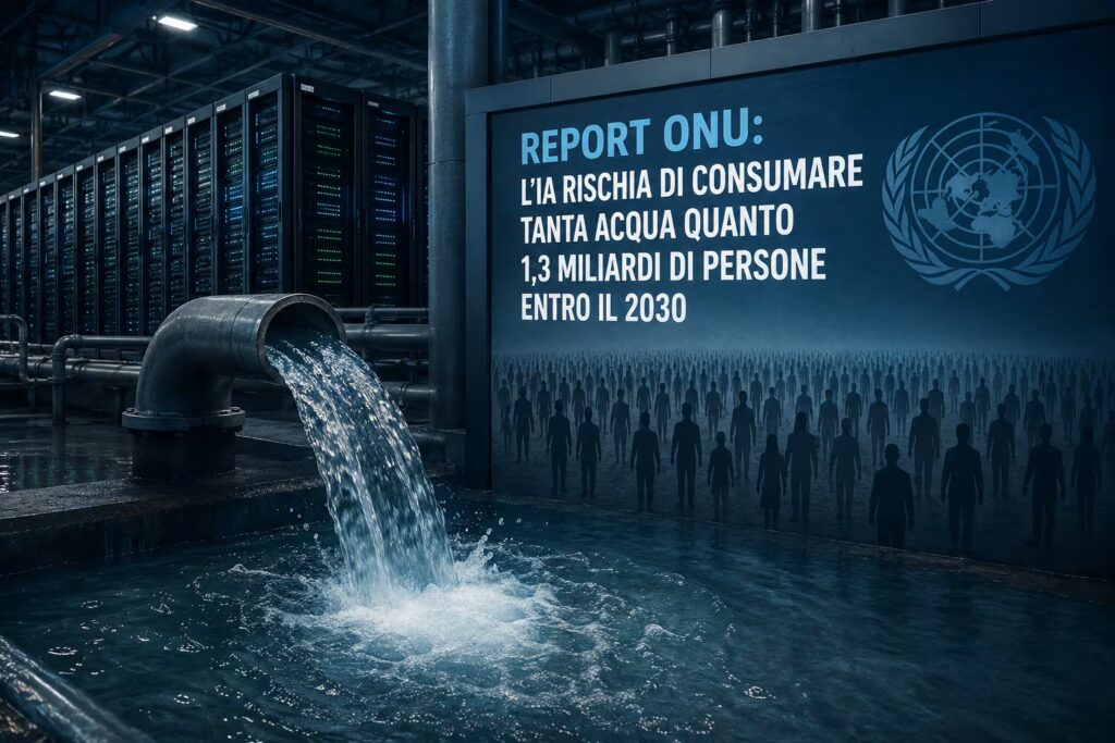 ONU: l’IA rischia di consumare tanta acqua quanto 1,3 miliardi di persone entro il 2030